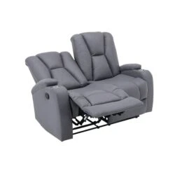 Canapé 2 Places Relax En Tissu Microfibre Gris CLARENCE -VIDAXL || Songmics Soldes 83651984 5