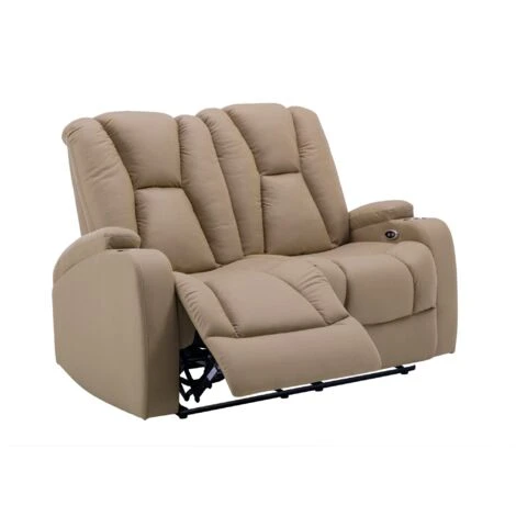 Canapé 2 Places Relax électrique En Tissu Microfibre Beige EL CLARENCE 6 Canapé 2 Places Relax électrique En Tissu Microfibre Beige EL CLARENCE – Image 4