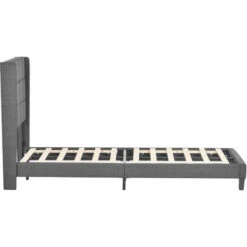 Structure De Lit Enfant Simple 90 X 200 Cm En Bois Avec Sommier, Lit Captionné Enfant 1 Place, Lin Gris, Style Scandinave -VIDAXL || Songmics Soldes 83735516 4