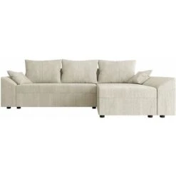 Canapé D'angle Convertible Avec Coffre Vaugirard En Velours Côtelé - 3 Places - Beige