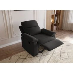 Fauteuil Relax En Tissu Noir JACOB -VIDAXL || Songmics Soldes 83831872 2
