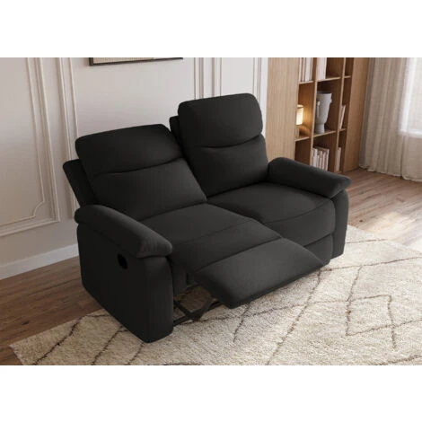 Canapé Relax En Tissu Noir 2 Places JACOB 4 Canapé Relax En Tissu Noir 2 Places JACOB – Image 2