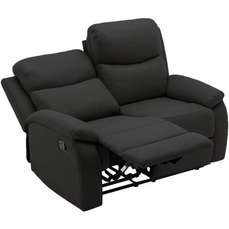 Canapé Relax En Tissu Noir 2 Places JACOB 6 Canapé Relax En Tissu Noir 2 Places JACOB – Image 4