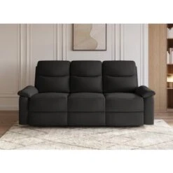 Canapé Relax En Tissu Noir 3 Places JACOB 9 Canapé Relax En Tissu Noir 3 Places JACOB -VIDAXL || Songmics Soldes 83831878 3