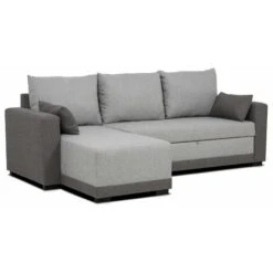 BUDWING Canapé D'angle Réversible (droite Et Gauche) Convertible 3 Places Tissu Gris Leah 230x80x70 Cm