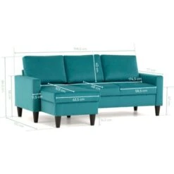 BUDWING Canapé D'angle Réversible (droite Et Gauche) 3 Places Tissu Turquoise Fox 200x77x85 Cm -VIDAXL || Songmics Soldes 83863315 4
