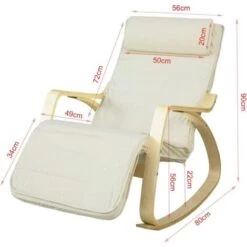 Fauteuil à Bascule Avec Repose-pied Réglable Design Rocking Chair Fauteuil Relax Bouleau Flexible (Beige) FST16-W SoBuy® -VIDAXL || Songmics Soldes 8466798 3