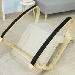 Fauteuil à Bascule Avec Repose-pied Réglable Design Rocking Chair Fauteuil Relax Bouleau Flexible (Beige) FST16-W SoBuy® -VIDAXL || Songmics Soldes 8466798 4