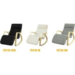 Fauteuil à Bascule Avec Repose-pied Réglable Design Rocking Chair Fauteuil Relax Bouleau Flexible (Beige) FST16-W SoBuy® -VIDAXL || Songmics Soldes 8466798 5