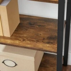 VASAGLE Bibliothèque, Étagère De Rangement à 4 Niveaux, Étagère Échelle, Cadre En Fer, Stable, Chambre, Bureau, Style Industriel, Marron Rustique By SONGMICS LLS60BX -VIDAXL || Songmics Soldes 86041141 4