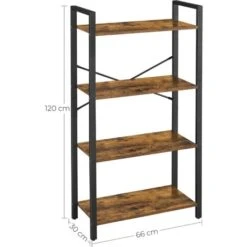 VASAGLE Bibliothèque, Étagère De Rangement à 4 Niveaux, Étagère Échelle, Cadre En Fer, Stable, Chambre, Bureau, Style Industriel, Marron Rustique By SONGMICS LLS60BX -VIDAXL || Songmics Soldes 86041141 5