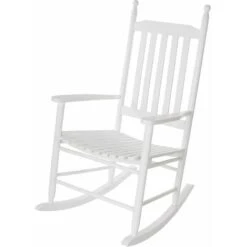 Fauteuil à Bascule De Style Rustique - Blanc - Bois Dur Fauteuil à Bascule