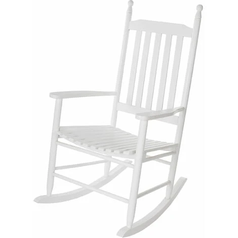 Fauteuil à Bascule De Style Rustique - Blanc - Bois Dur Fauteuil à Bascule 3 Fauteuil à Bascule De Style Rustique - Blanc - Bois Dur Fauteuil à Bascule