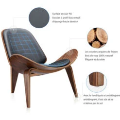 Fauteuil De Chambre Chauffeuse Confortable Design Chaise De Salon PU Chaise De Chambre à Trépied -VIDAXL || Songmics Soldes 86252752 4