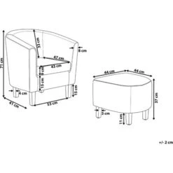 Fauteuil Club Type Cabriolet En Tissu Vert De Qualité Avec Repose-pied Assorti Pour Chambre Ou Salon Au Design Moderne Et Scandinave Beliani -VIDAXL || Songmics Soldes 8629143 3