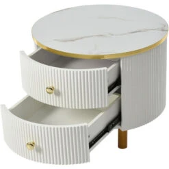 Lot De 2 Tables Basses Gigognes Scandinave Moderne, Finition Texture Imitation Marbre Pour Le Salon, Marron -VIDAXL || Songmics Soldes 86534431 3