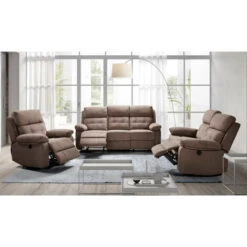 Canapé De Relaxation Manuel Ou électrique En Microfibre Marron Duka - 1, 2 Ou 3 Places - Nombre De Place(s) Fauteuil Relax Manuel -VIDAXL || Songmics Soldes 86718603 2