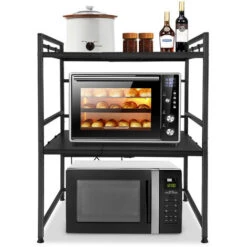 AUFUN 3 Niveaux Étagère à Micro-Ondes Extensible Avec 3 Crochets De Suspension, Espace De Rangement Pour Comptoir De Cuisine, (44-60 Cm, Noir) 9 AUFUN 3 Niveaux Étagère à Micro-Ondes Extensible Avec 3 Crochets De Suspension, Espace De Rangement Pour Comptoir De Cuisine, (44-60 Cm, Noir) -VIDAXL || Songmics Soldes 87110675 3