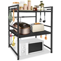 AUFUN 3 Niveaux Étagère à Micro-Ondes Extensible Avec 3 Crochets De Suspension, Espace De Rangement Pour Comptoir De Cuisine, (44-60 Cm, Noir) 11 AUFUN 3 Niveaux Étagère à Micro-Ondes Extensible Avec 3 Crochets De Suspension, Espace De Rangement Pour Comptoir De Cuisine, (44-60 Cm, Noir) -VIDAXL || Songmics Soldes 87110675 5