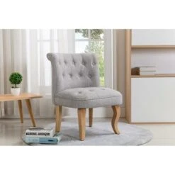 Fauteuil Crapaud En Lin Gris Clair MELOSIA