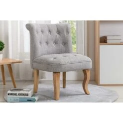 Fauteuil Crapaud En Lin Gris Clair MELOSIA -VIDAXL || Songmics Soldes 87155650 5