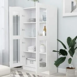 Elegant-Stil Armoire à Vitrine Blanc 82,5x30,5x150 Cm Aggloméré,Montage Facile,39,5 Kg -VIDAXL || Songmics Soldes 87462025 3