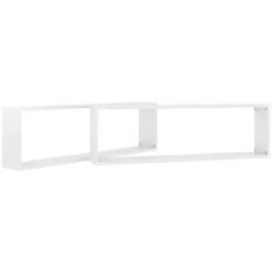 Elegant-Stil Étagères Cube Murales 2pcs Blanc Brillant 100x15x30cm Aggloméré,Montage Facile,8,4 Kg -VIDAXL || Songmics Soldes 87462266 5