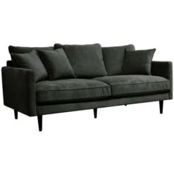 Canapé “Candice” 3 Places En Velours Vert Kaki - Atmosphera Créateur D'intérieur