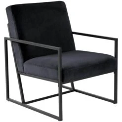 Fauteuil Velours Noir Contemporain - Atmosphera Créateur D'intérieur