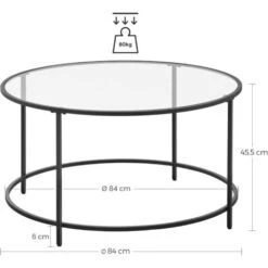 VASAGLE Table Basse Ronde, Plateau En Verre Trempé, Armature Métallique Noir, Table De Salon, Bout De Canapé, Robuste Et Stable, Décoratif, Noir Par SONGMICS LGT021B01 -VIDAXL || Songmics Soldes 88216895 5