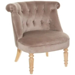 ATMOSPHERA Fauteuil Sixtine En Velours - Taupe - L 68 X H 70 Cm - Livraison Gratuite