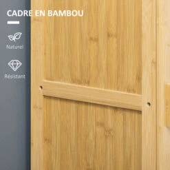HOMCOM Buffet Rangement Porte 4 Niveaux 3 étagères Façade à Lattes Bois De Bambou Verni -VIDAXL || Songmics Soldes 88780805 5