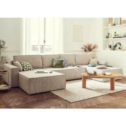 Dellia - Canapé Panoramique En U - 7 Places - Convertible - Avec Coffre - En Velours Côtelé -VIDAXL || Songmics Soldes 88907599 4