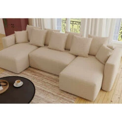 Katharina - Canapé Panoramique En U - 7 Places - Convertible Avec Coffre - En Tissu Texturé -VIDAXL || Songmics Soldes 89375269 2