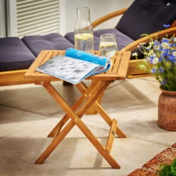 Deuba Table Basse Pliante En Bois D'acacia 46x46cm Table D'appoint Pliable Pour Jardin Terrasse Intérieur Extérieur -VIDAXL || Songmics Soldes 89605447 3