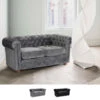 Canapé 2 Places En Tissu Velouté Capitonné Design Chesterfield Couleur: Gris
