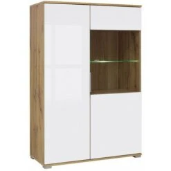 JADEA - Vitrine 2 Portes Style Scandinave Salon/salle Ă Manger - 132.5x90x41 - 10 Compartiments - Vitrine Double