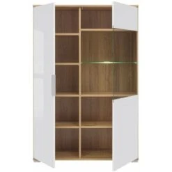 JADEA - Vitrine 2 Portes Style Scandinave Salon/salle à Manger - 132.5x90x41 - 10 Compartiments - Vitrine Double -VIDAXL || Songmics Soldes 90708619 3
