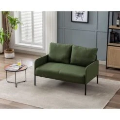 Canapé 2 Places En Lin Pour Salon Canapé Tissu Avec Rembourrage épais Canapé Moderne Avec Accoudoir Pour Salon, Vert -VIDAXL || Songmics Soldes 91055824 3