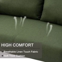 Canapé 2 Places En Lin Pour Salon Canapé Tissu Avec Rembourrage épais Canapé Moderne Avec Accoudoir Pour Salon, Vert -VIDAXL || Songmics Soldes 91055824 5