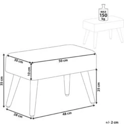 Repose-Pieds Blanc En Bouclettes Et Bois D'Hévéa Banquette Scandinave Takoma -VIDAXL || Songmics Soldes 92279014 3