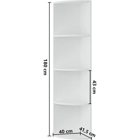 Étagère D'angle Sur Pied Étagère De Rangement - Armoire De Rangement Blanc 40x41,5x180 Cm Aggloméré BV398783 - BonneVie 7 Étagère D'angle Sur Pied Étagère De Rangement - Armoire De Rangement Blanc 40x41,5x180 Cm Aggloméré BV398783 - BonneVie – Image 5