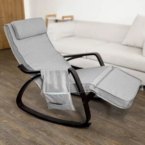 Eponge Plus épais Fauteuil à Bascule Berçante Relax Avec Pochette Latérale Amovible, Rocking Chair Bouleau Flexible FST20-HG SoBuy® 4 Eponge Plus épais Fauteuil à Bascule Berçante Relax Avec Pochette Latérale Amovible, Rocking Chair Bouleau Flexible FST20-HG SoBuy® – Image 2