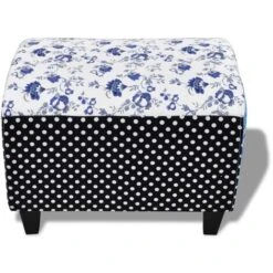 Repose-pied Design Avec Patchwork Bleu Et Blanc VidaXL -VIDAXL || Songmics Soldes 930058 3