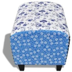 Repose-pied Design Avec Patchwork Bleu Et Blanc VidaXL -VIDAXL || Songmics Soldes 930058 4
