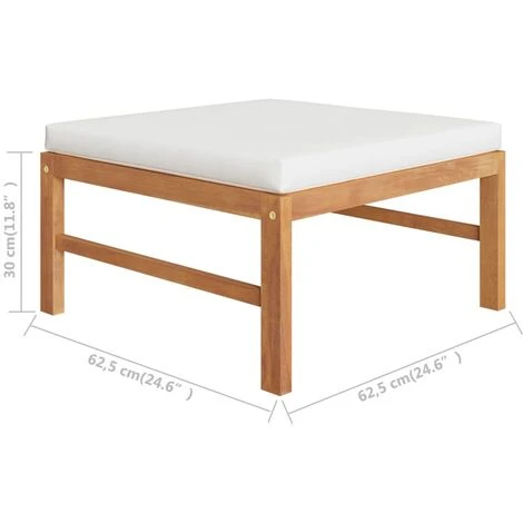 Repose-Pieds Pour Salon Ou Chambre - Tabouret Pouf Avec Coussin Crème Bois De Teck Solide BV811140 - BonneVie 6 Repose-Pieds Pour Salon Ou Chambre - Tabouret Pouf Avec Coussin Crème Bois De Teck Solide BV811140 - BonneVie – Image 4