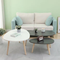 GUOYIHUA® Lot De 3 Tables Basses Gigognes Laquées Gris/Blanc/Noir -VIDAXL || Songmics Soldes 94074970 5