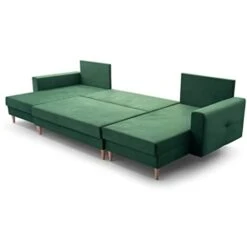 Grand Canapé D'angle XXL En U Panoramique En Lit Convertible Avec Coffre 6/7 Places - En Tissu - Salon & Séjour - 300x137x84 Cm - Carl U Bleu -VIDAXL || Songmics Soldes 94116103 4