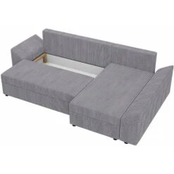Canapé D'angle Convertible Avec Coffre Vaugirard En Velours Côtelé - 3 Places - Gris -VIDAXL || Songmics Soldes 94116883 4
