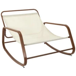 VIDIA - Fauteuil à Bascule Effet Bois Avec Coussin Capitonné -VIDAXL || Songmics Soldes 94147538 4
